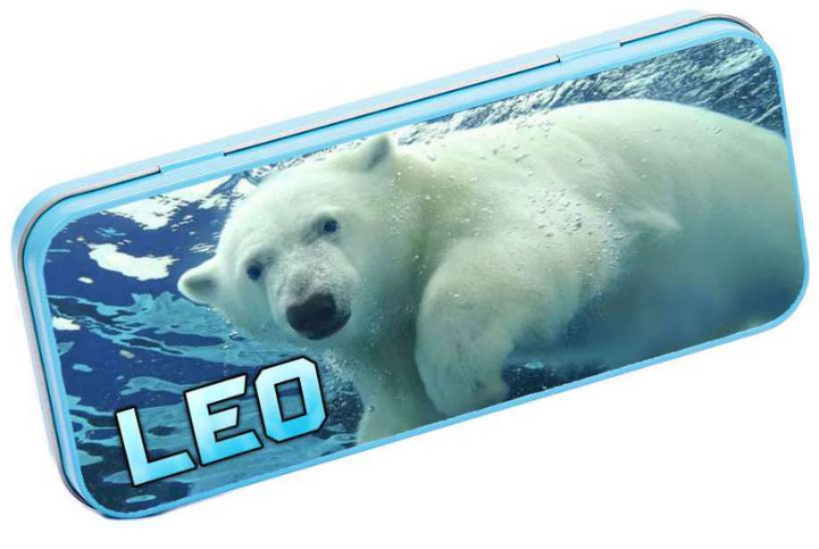 Personalised Any Name Animal Pencil Case Tin Children School Kids Stationary 4