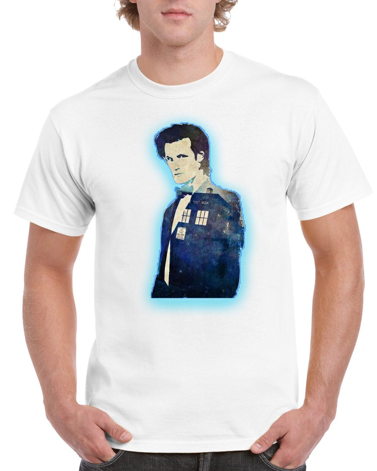 New Unisex Doctor Who Matt Smith Tardis Short Sleeve Novelty T-Shirt White 