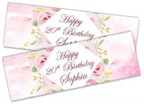 Personalised Birthday Banners Floral Design Kids adult Party Decoration 103