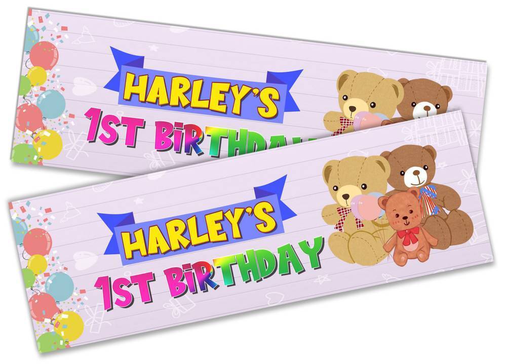 Personalised Birthday Banners Generic Design Children Kids Party Decoration 251