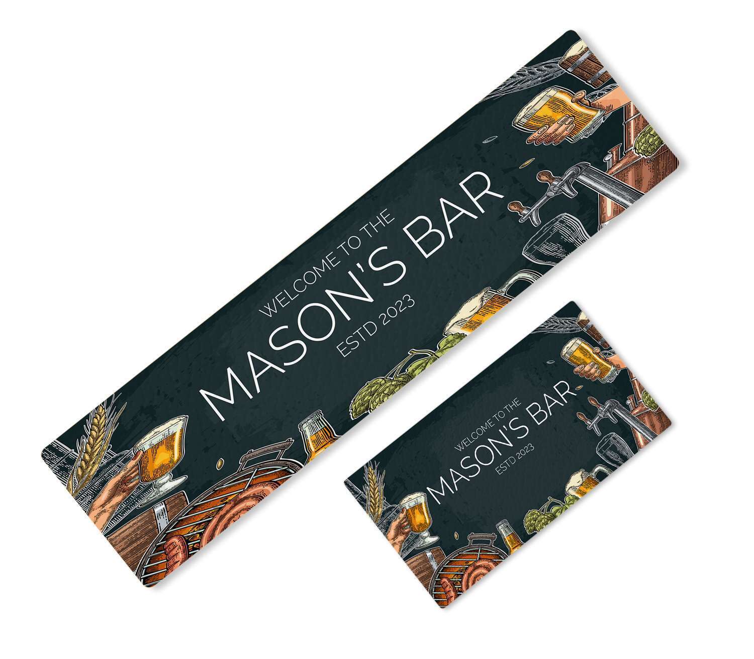 Personalised Any Text Beer Mat Label Bar Runner Ideal Home Pub Cafe Occasion 8