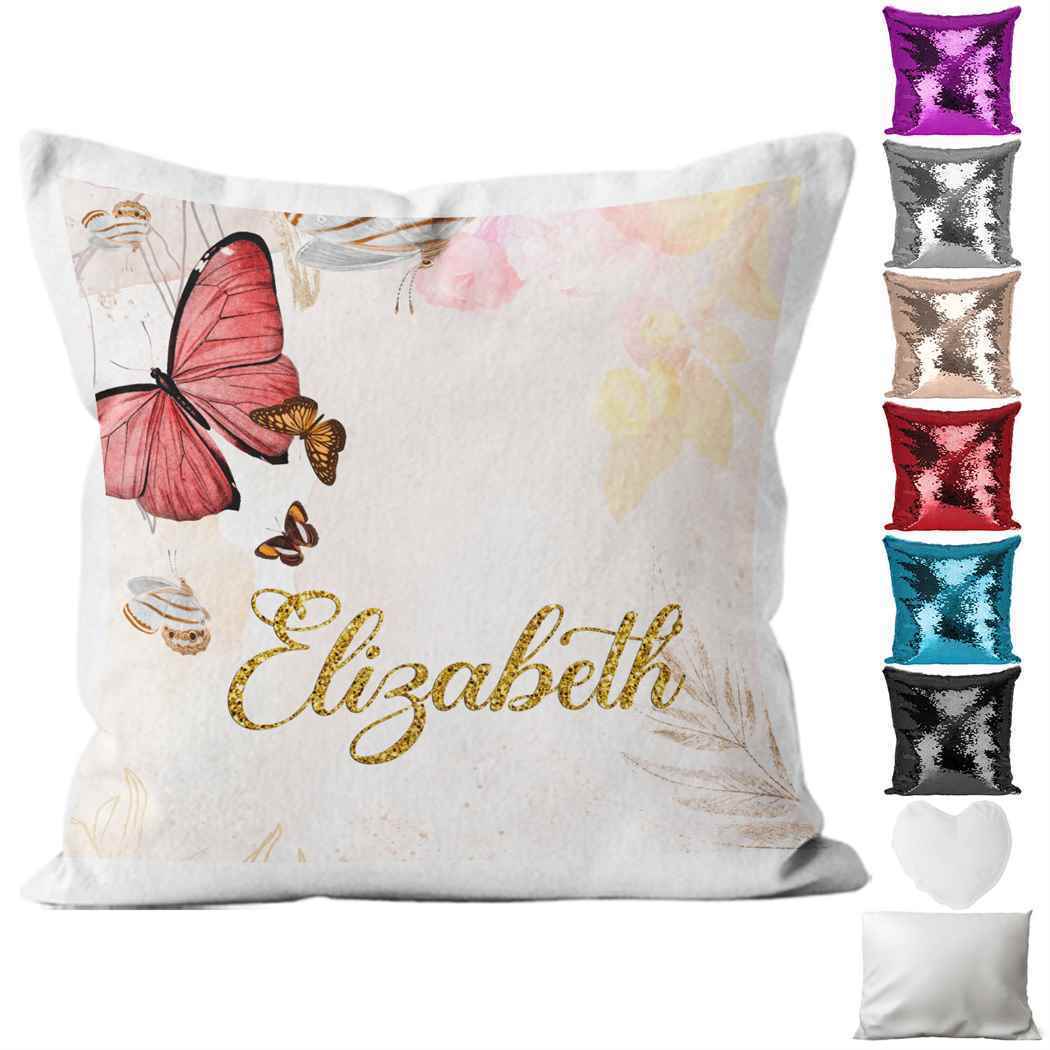 Personalised Cushion Buttterfly Sequin Cushion Pillow Printed Birthday Gift 11