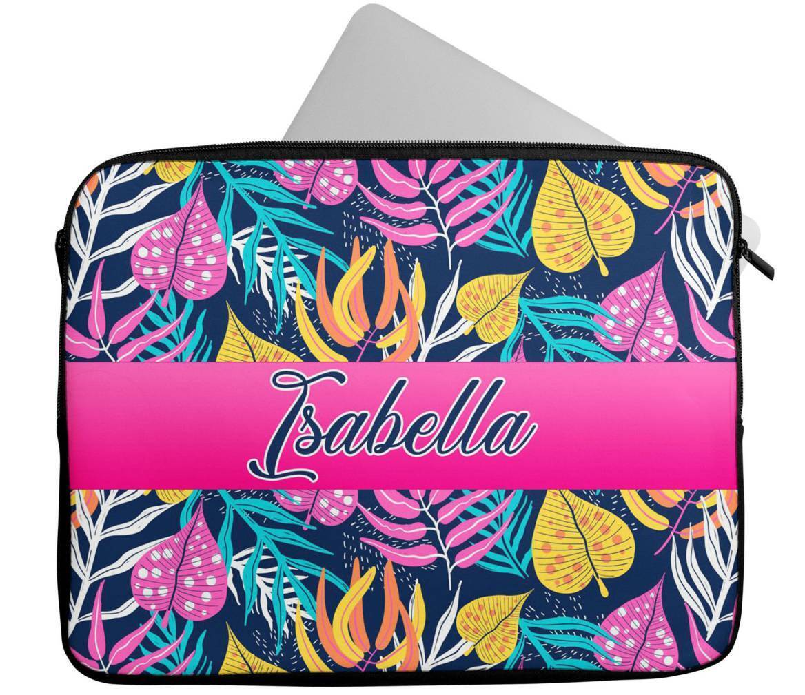 Personalised Any Name Floral Design Laptop Case Sleeve Tablet Bag 54