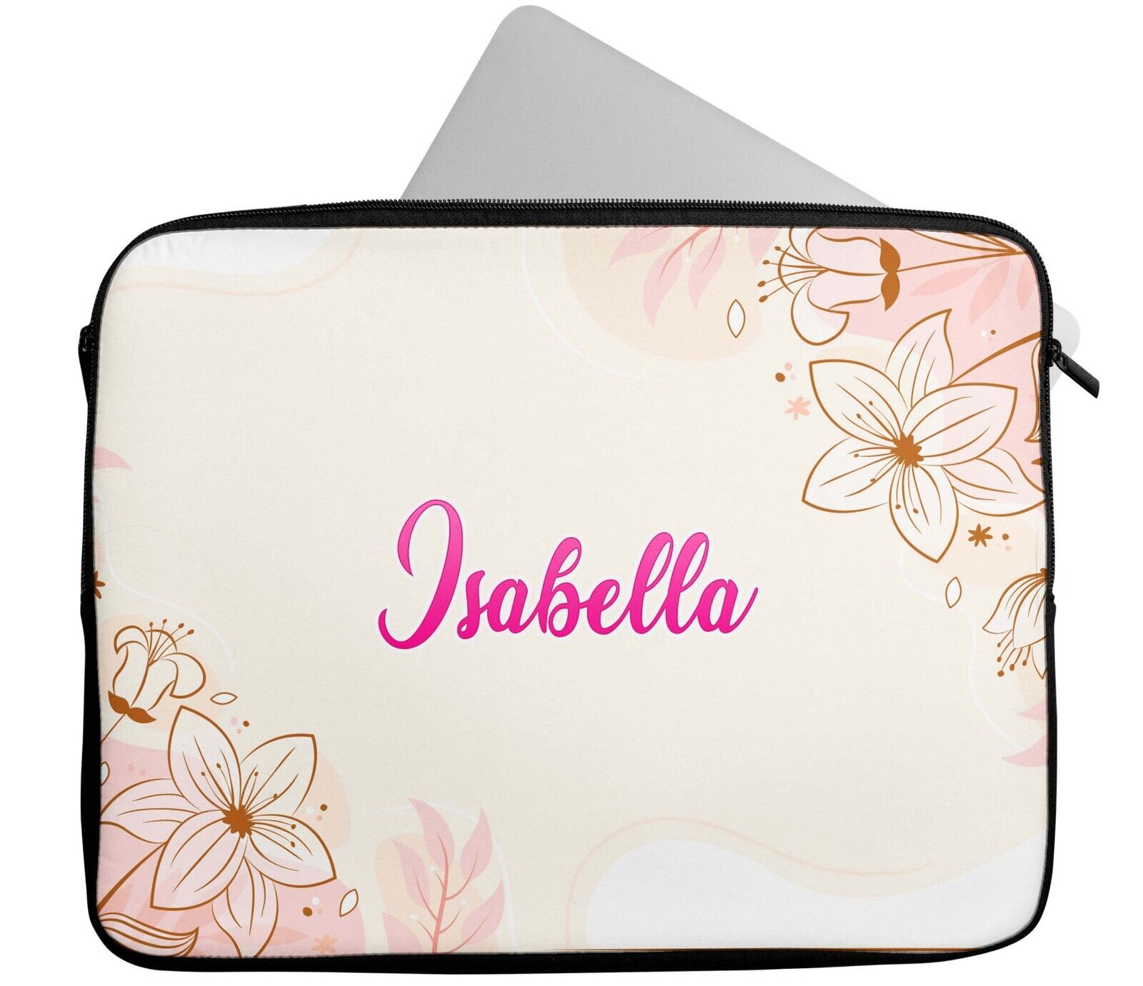 Personalised Any Name Floral Design Laptop Case Sleeve Tablet Bag 10