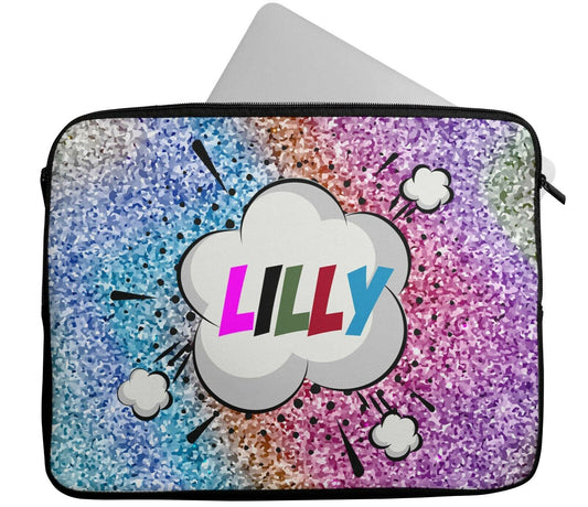 Personalised Any Name Glitter Design Laptop Case Sleeve Tablet Bag 434