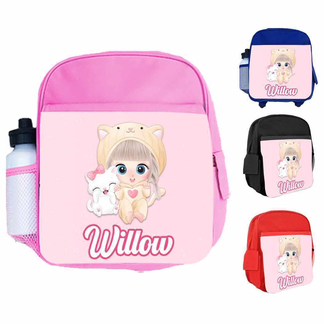 Personalised Kids Backpack Any Name Princess Design Boys Girls kid School Bag 34