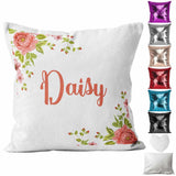 Personalised Cushion Floral Sequin Cushion Pillow Printed Birthday Gift 104
