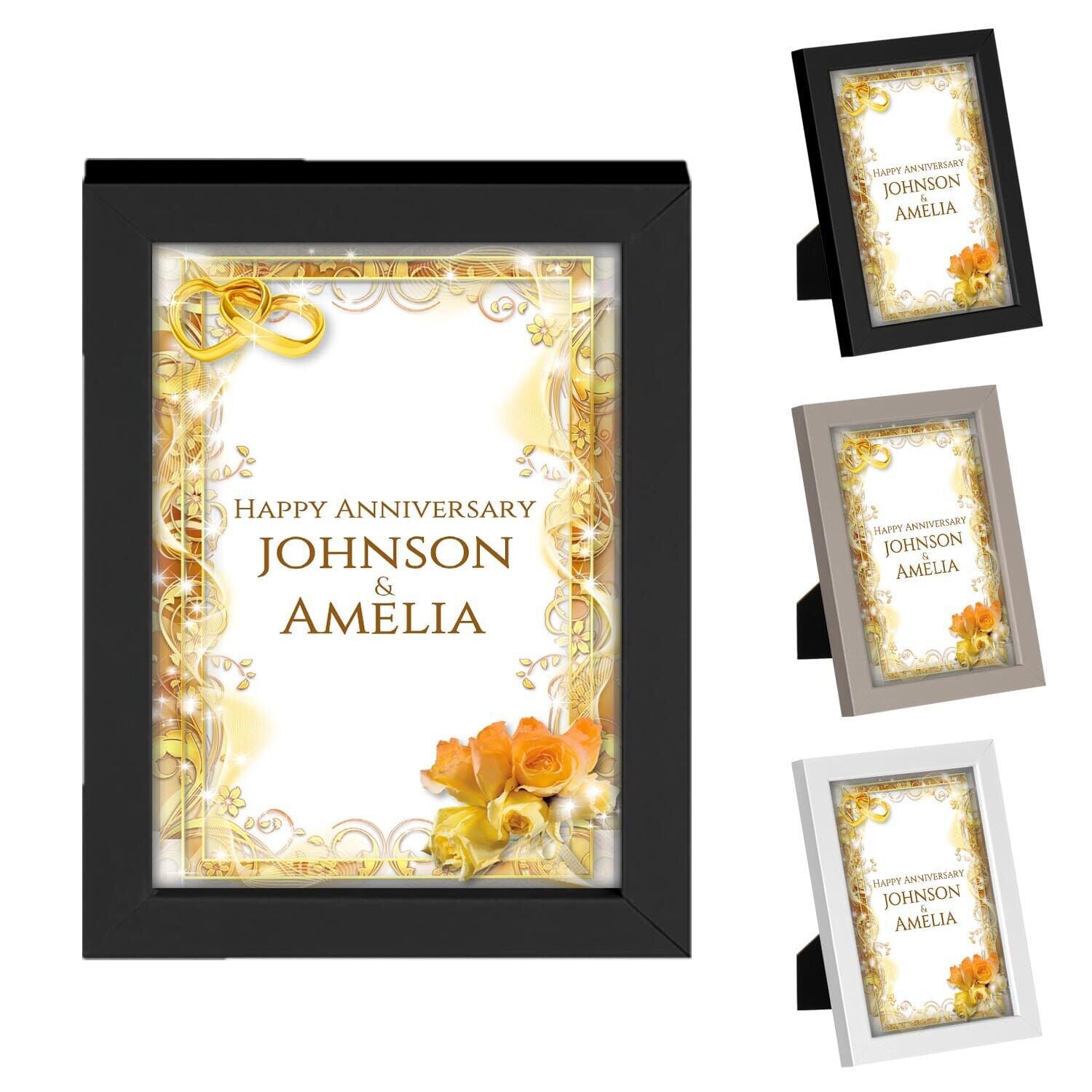 Personalised Anniversary Wooden Frames Any Name Image Wedding Gift Mr and Mrs 3