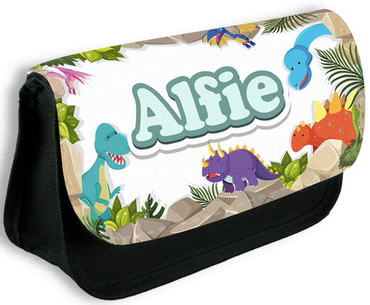 Personalised Pencil Case Any Name Dinosaur Animals Bag School Kids Stationary 1