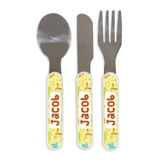 Personalised Cutlery Set Printed Gift Baby Toddler Christening Birthday Gift 113