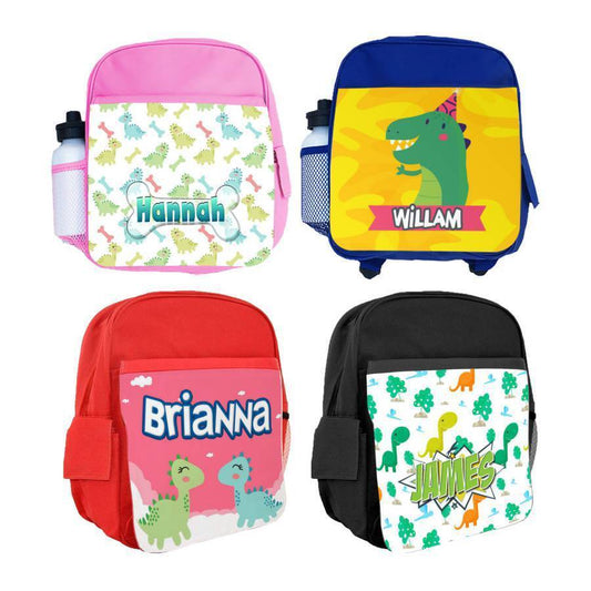 Personalised Kids Backpack Any Name Dinosaur Design Boys Girls kid School Bag 57