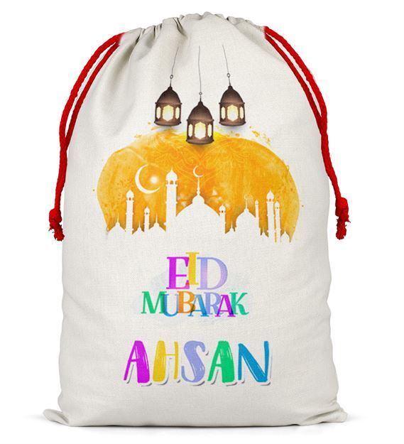 Personalised Eid Sack Bag Boy Girl eid Gift idea Stocking Bag 11