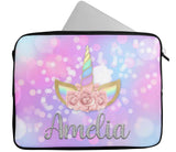 Personalised Any Name Unicorn Design Laptop Case Sleeve Tablet Bag 80