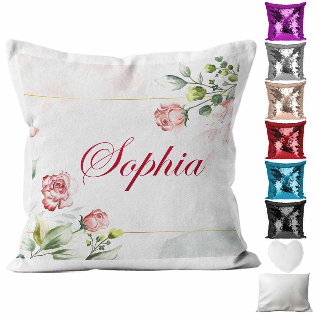 Personalised Cushion Floral Sequin Cushion Pillow Printed Birthday Gift 23