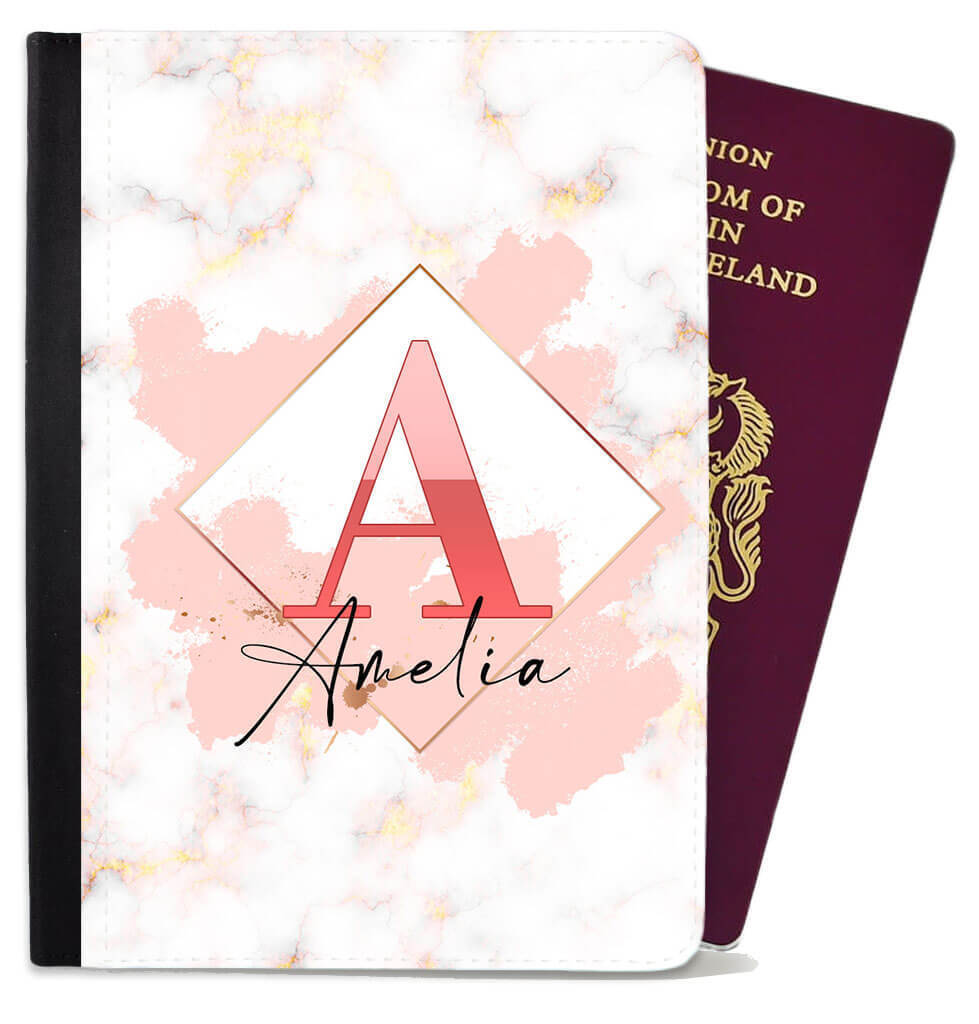 Personalised Marble Children Passport Cover Holder Any Name Holiday 15