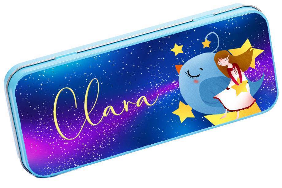 Personalised Any Name Animal Pencil Case Tin Children School Kids Stationary 19