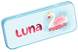 Personalised Any Name Flamingo Pencil Case Tin Children School Kid Stationary 17