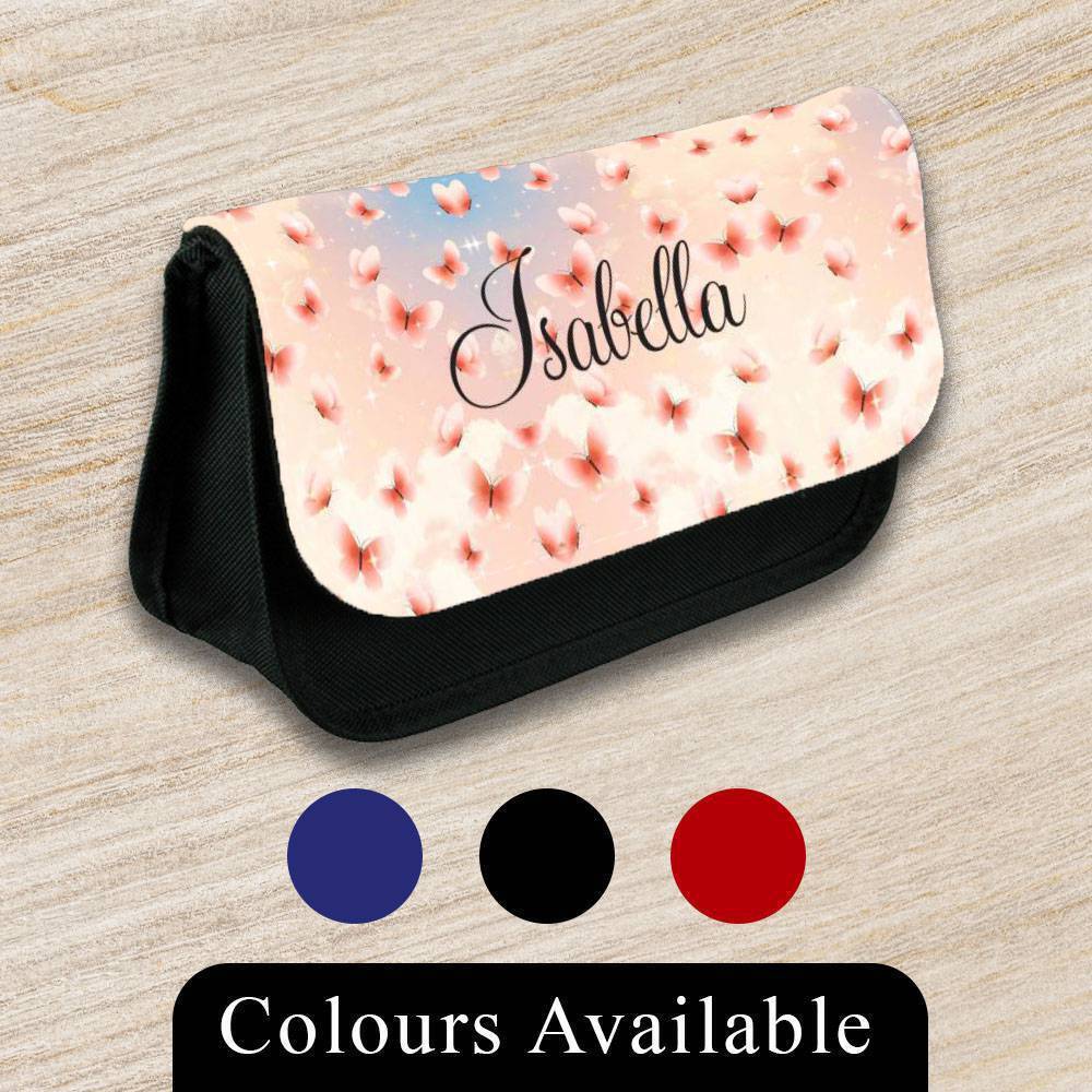 Personalised Pencil Case Butterfly Girls Boys Stationary Kids School Bag 9