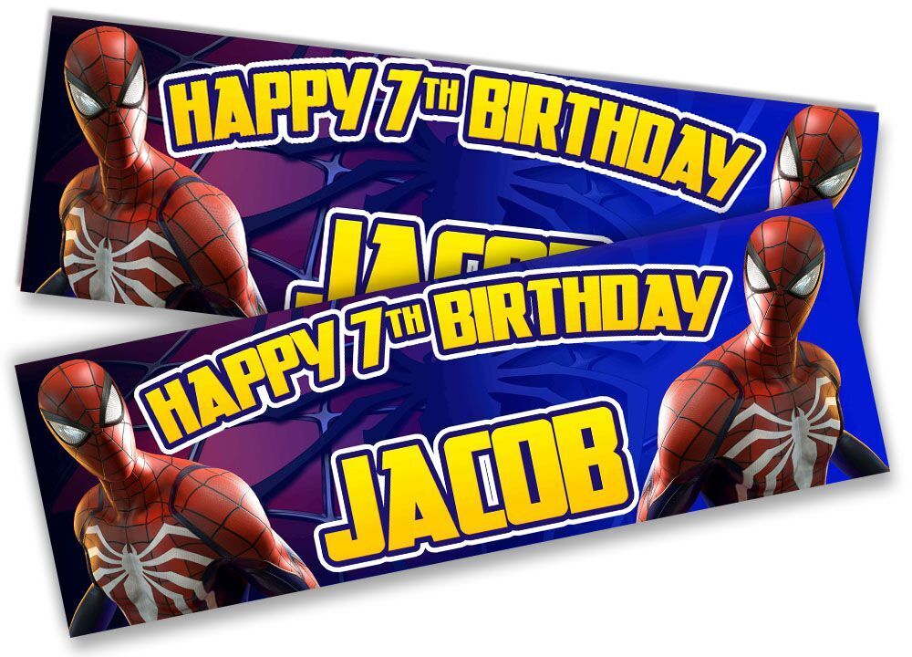 Personalised Birthday Banners Super Hero Design Children Kid Party Decoration 66