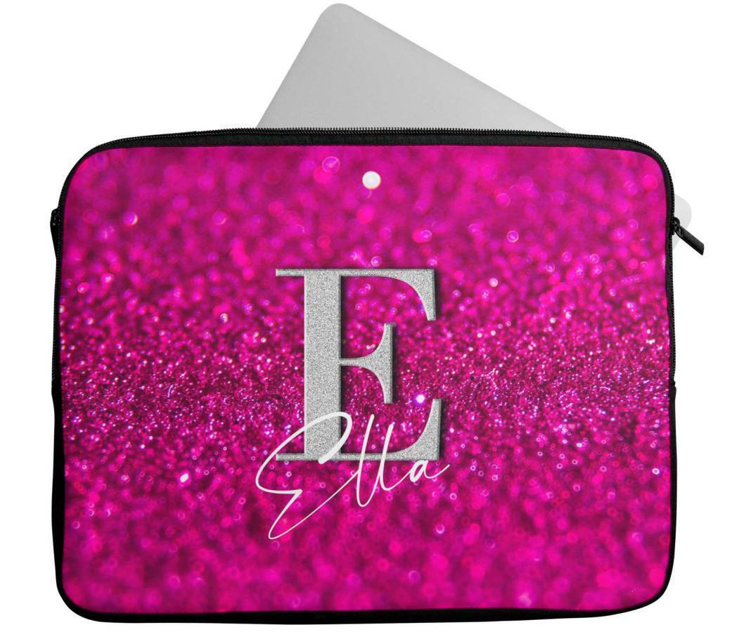 Personalised Any Name Glitter Design Laptop Case Sleeve Tablet Bag 68