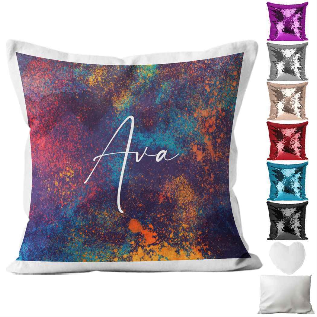 Personalised Cushion Abstract Sequin Cushion Pillow Printed Birthday Gift 30