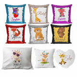 Personalised Cushion Animal Sequin Cushion Pillow Printed Birthday Gift 110