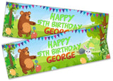 Personalised Birthday Banners Jungle Design Children Kids Party Decoration 81