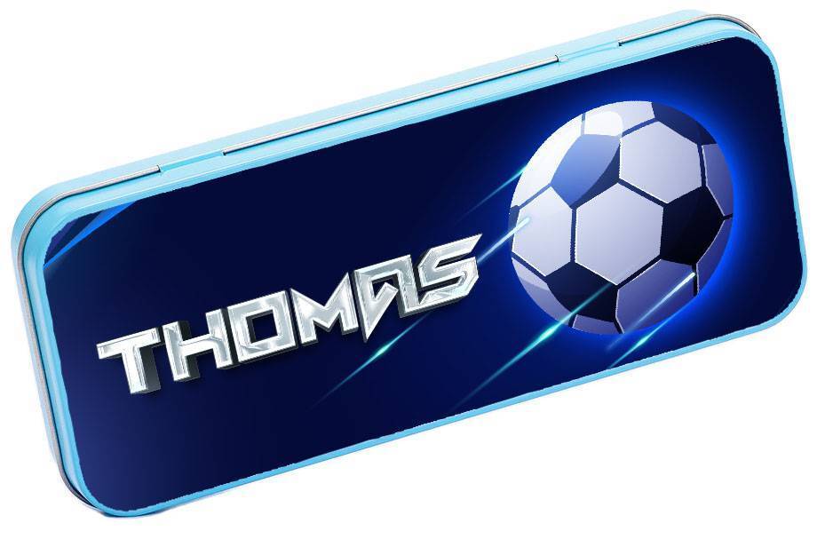 Personalised Any Name Football Pencil Case Tin Children School Kid Stationary 10