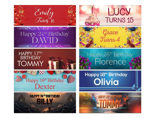 Personalised Birthday Banners Generic Design Children Kids Party Decoration 135