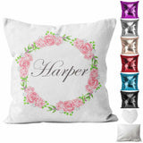 Personalised Cushion Floral Sequin Cushion Pillow Printed Birthday Gift 99