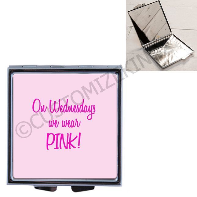 ON WEDNESDAYS WE WEAR PINK MEAN GIRLS GIRLY HANDBAG POCKET MAKEUP COMPACT MIRROR