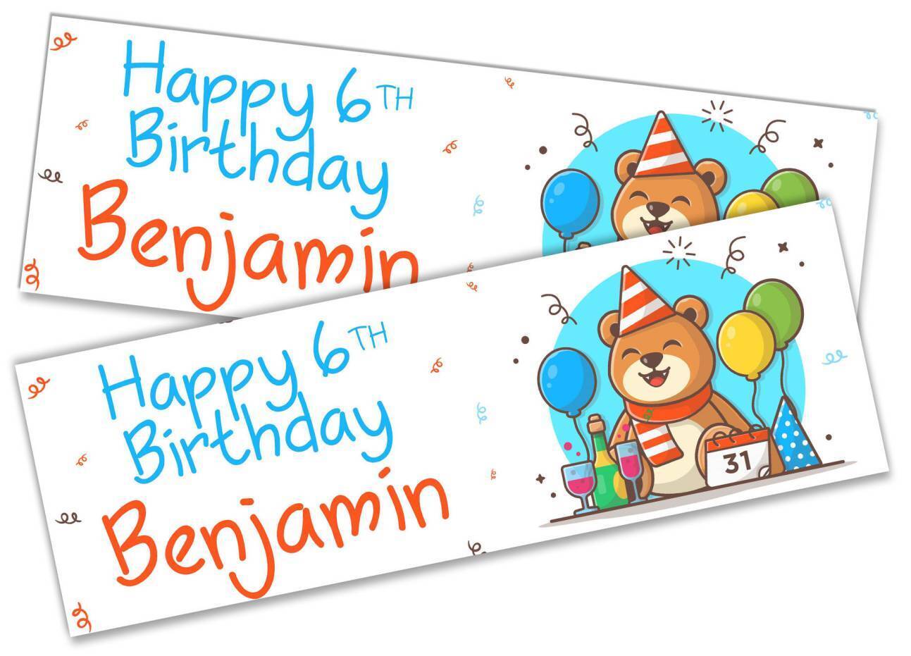 Personalised Birthday Banners Generic Design Children Kids Party Decoration 142