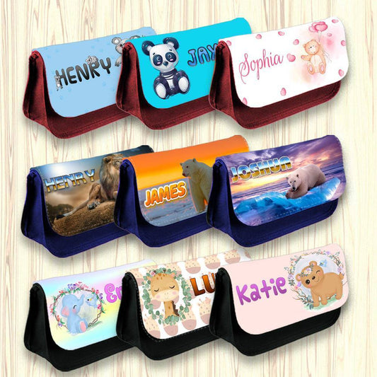 Personalised Pencil Case Animal Girls Boys Stationary Kids School Bag 14