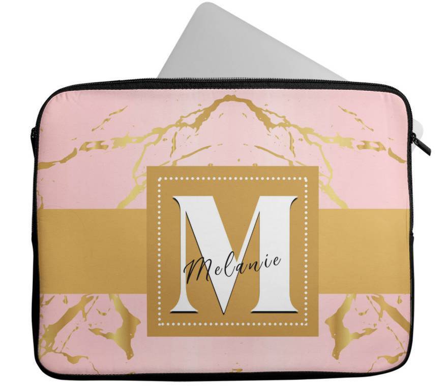 Personalised Any Name Marble Design Laptop Case Sleeve Tablet Bag 108