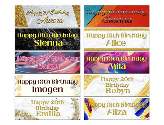 Personalised Birthday Banners Floral Design Kids adult Party Decoration 176