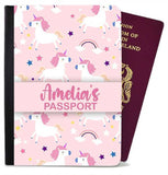 Personalised Unicorn kids Passport Cover Holder Any Name Holiday Accessory 32