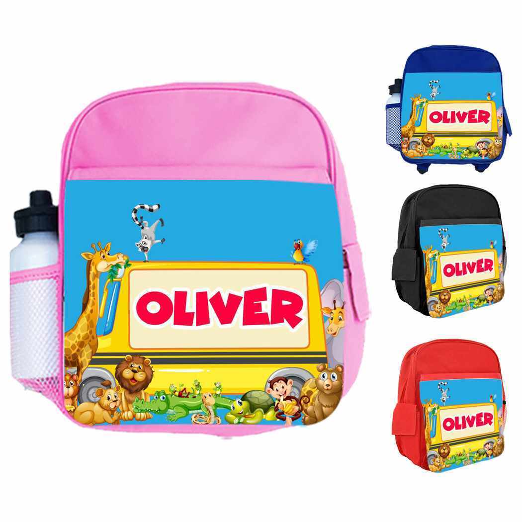 Personalised Kids Backpack Any Name Animal Design Boys Girls kid School Bag 20