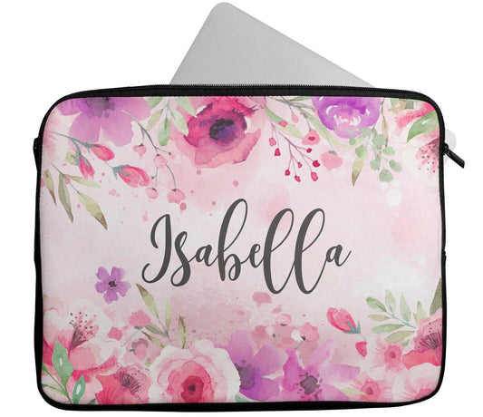 Personalised Any Name Floral Laptop Case Sleeve Tablet Bag Chromebook Gift 9