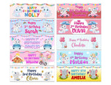 Personalised Birthday Banners Elephant Design Children Kids Party Decoration 93