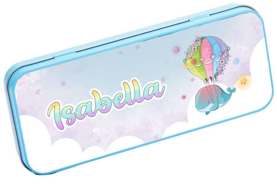 Personalised Any Name Animal Pencil Case Tin Children School Kids Stationary 19