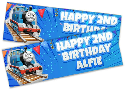 x2 Personalised Birthday Banner Thomas Children Kids Party Decoration Poster