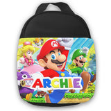 Personalised Mario Kids Black Lunch Bag Any Name Children School Snack Box 27