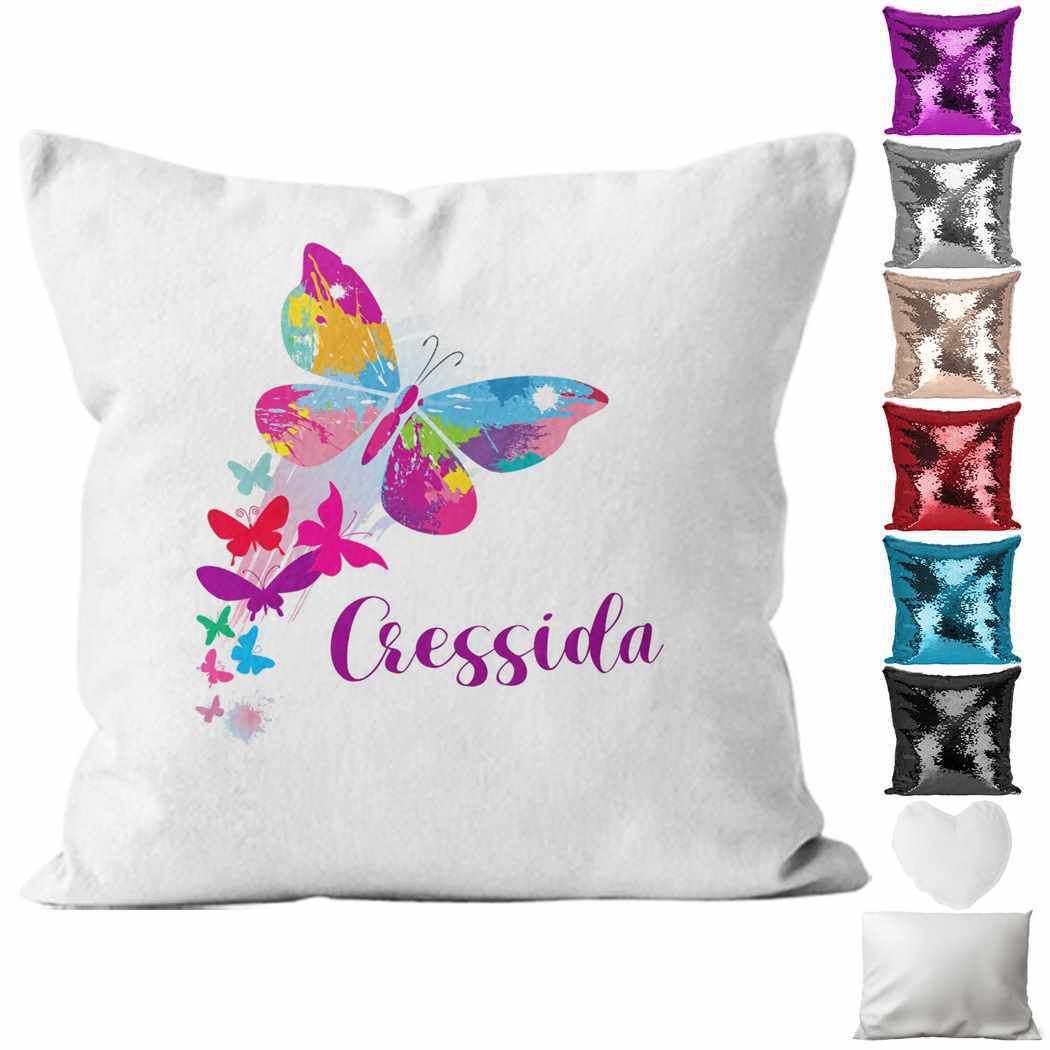 Personalised Cushion Butterfly Sequin Cushion Pillow Printed Birthday Gift 43