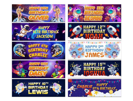 Personalised Birthday Banners Space Design Children Kids Party Decoration 98