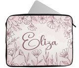 Personalised Any Name Floral Design Laptop Case Sleeve Tablet Bag 27