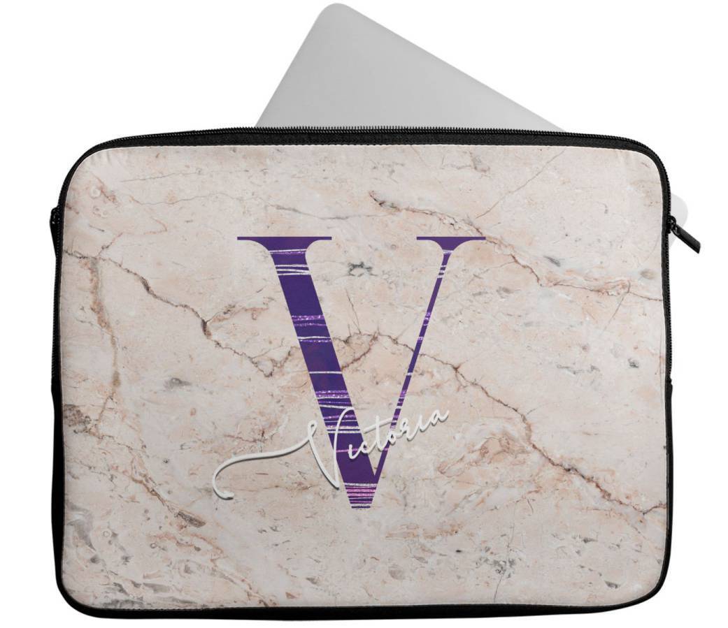 Personalised Any Name Marble Design Laptop Case Sleeve Tablet Bag 115