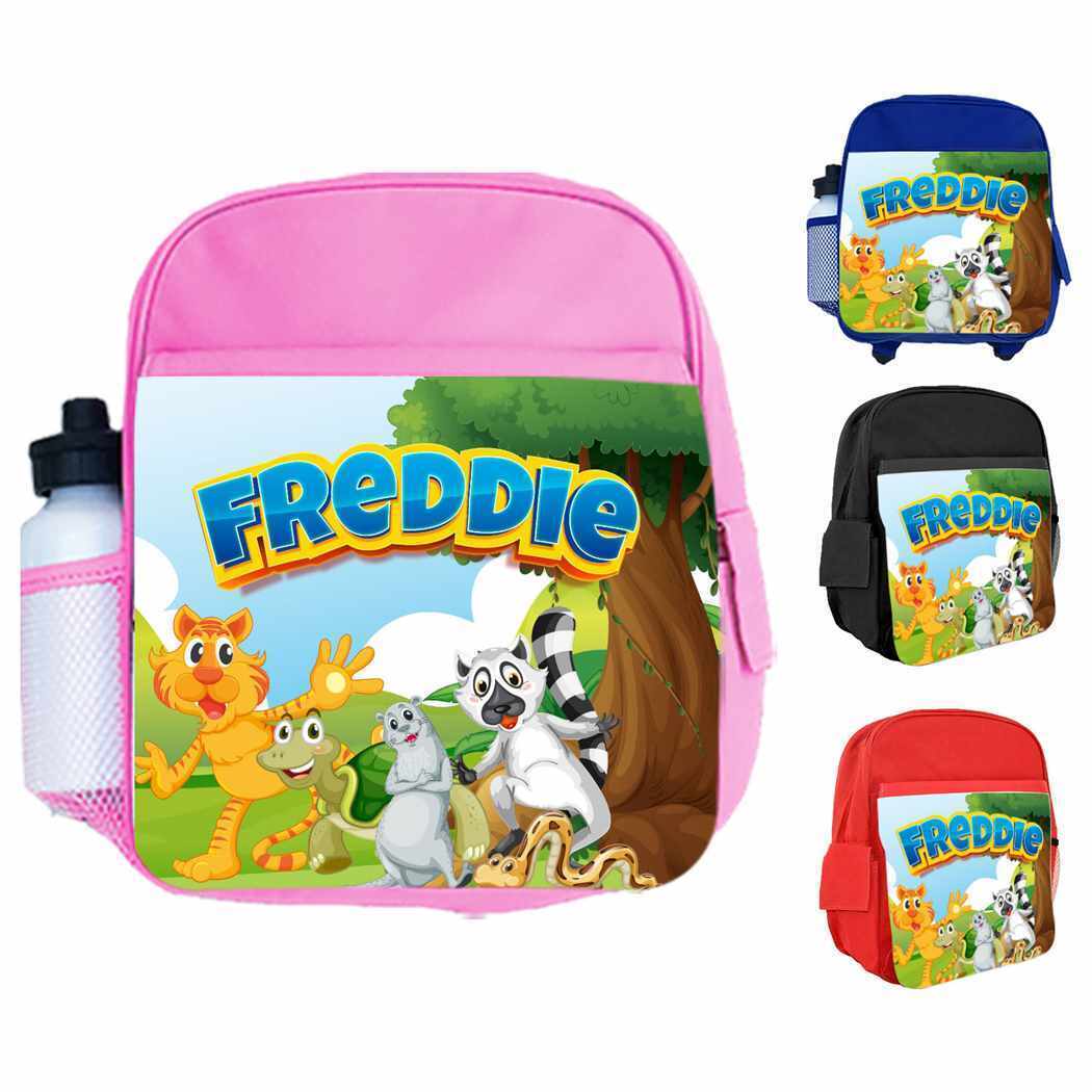 Personalised Kids Backpack Any Name Animal Design Boys Girls kid School Bag 36