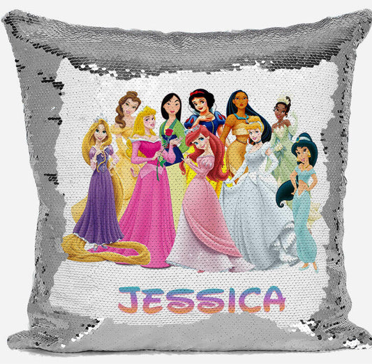 Personalised Princess Any Name Magic Reveal Silver Sequin Cushion Cover 24