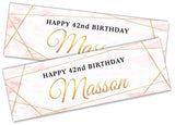 Personalised Birthday Banners Marble Design Adult Kids Party Decoration 52