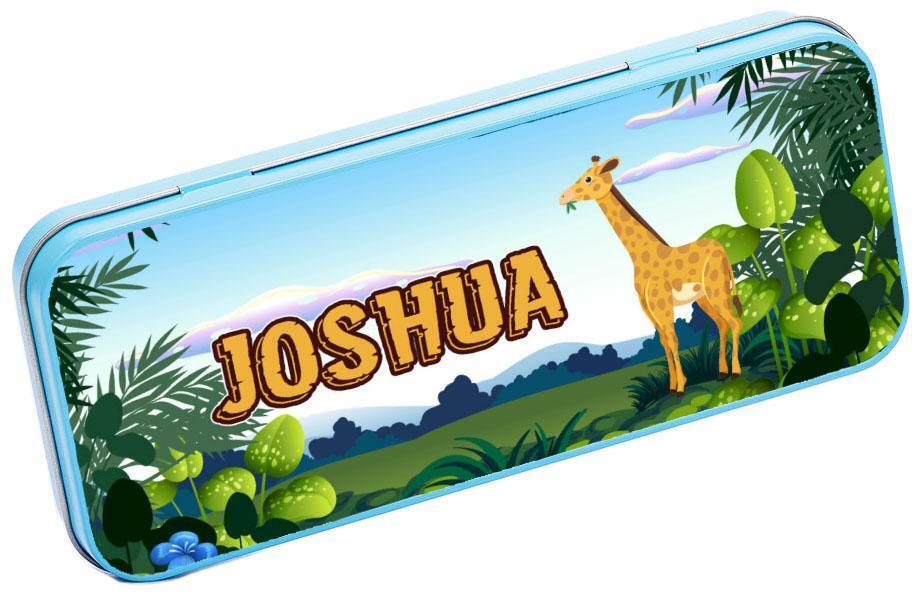 Personalised Any Name Animal Pencil Case Tin Children School Kids Stationary 8